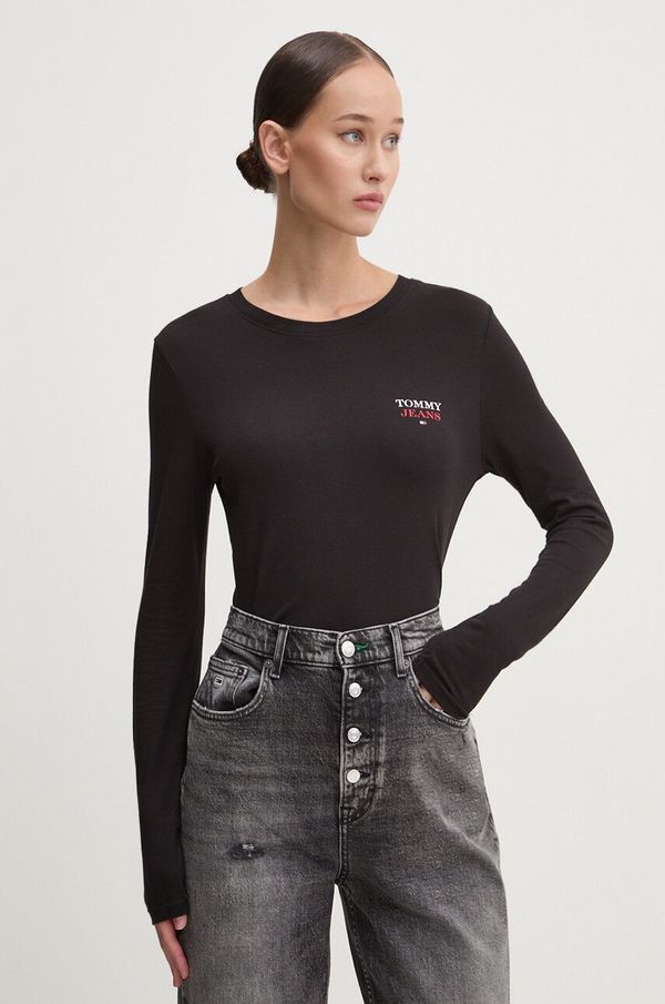 Tommy Jeans Majica z dolgimi rokavi Tommy Jeans ženska, črna barva, DW0DW18411