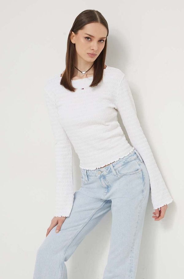 Tommy Jeans Majica z dolgimi rokavi Tommy Jeans ženski, bela barva