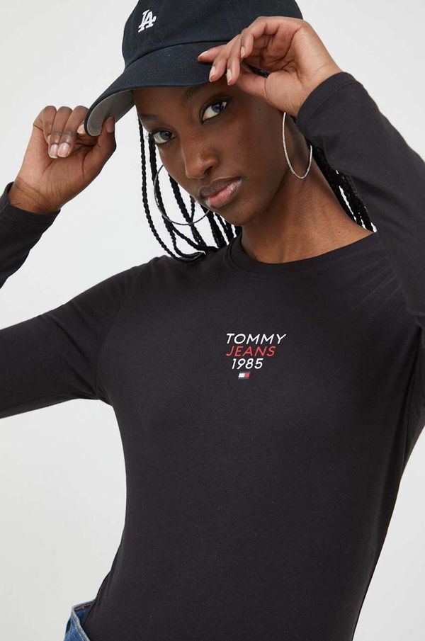 Tommy Jeans Majica z dolgimi rokavi Tommy Jeans ženski, črna barva
