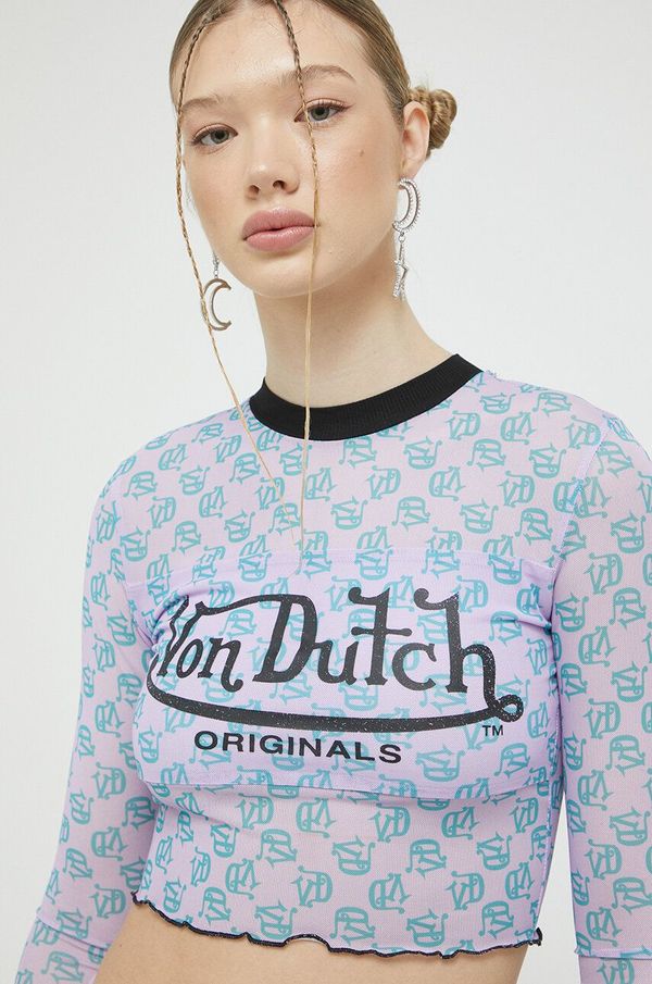 Von Dutch Majica z dolgimi rokavi Von Dutch ženski, vijolična barva