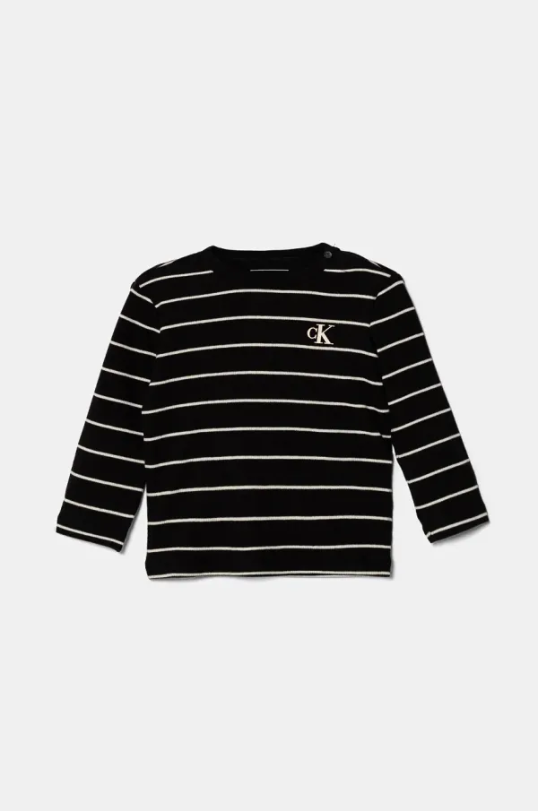 Calvin Klein Jeans Majica z dolgimi rokavi za dojenčka Calvin Klein Jeans črna barva, IN0IN00223