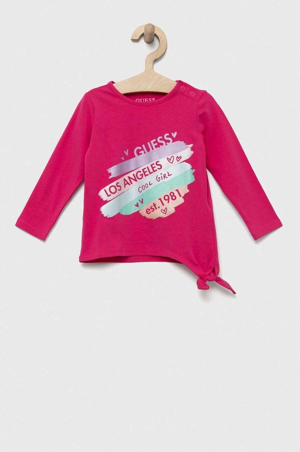 Guess Majica z dolgimi rokavi za dojenčka Guess roza barva
