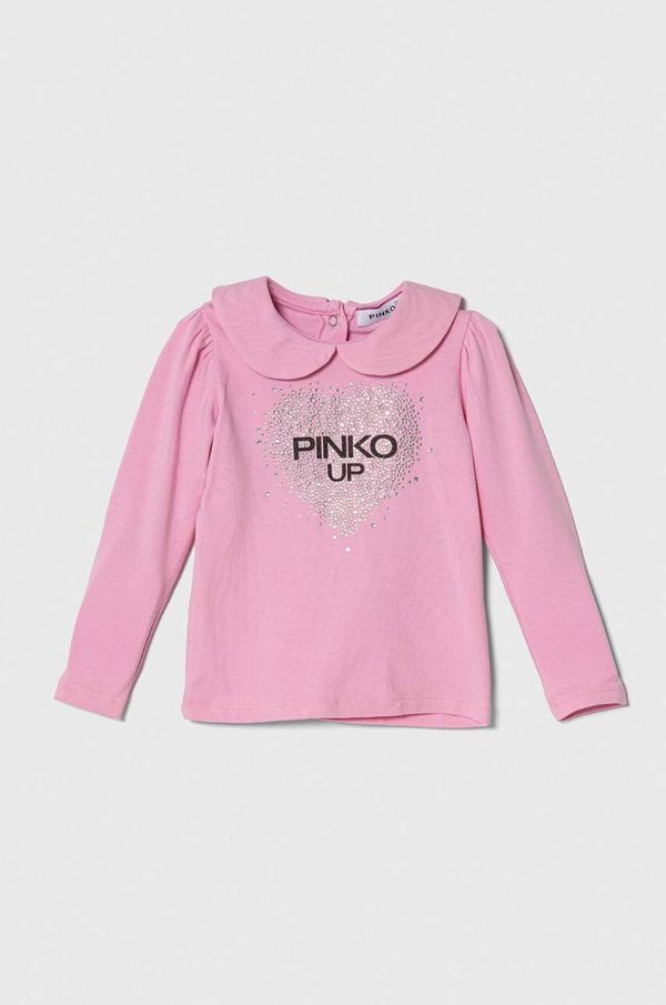 Pinko Up Majica z dolgimi rokavi za dojenčka Pinko Up roza barva