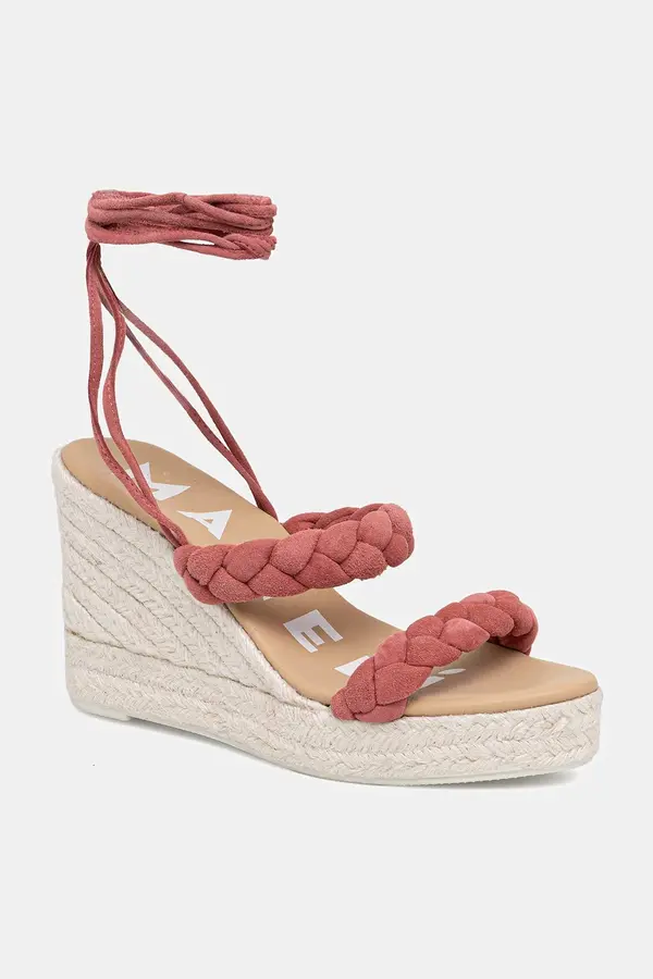 Manebi Manebi sandali s polno peto iz semiša Two Braided Bands Wedge Espadrilles