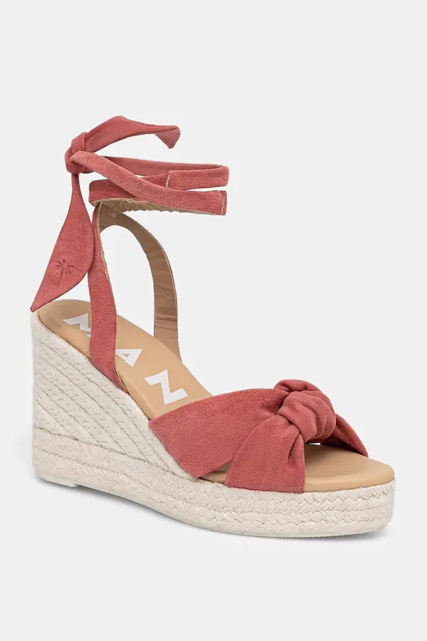 Manebi Manebi sandali s polno peto iz semiša Wedge Espadrilles With Knot