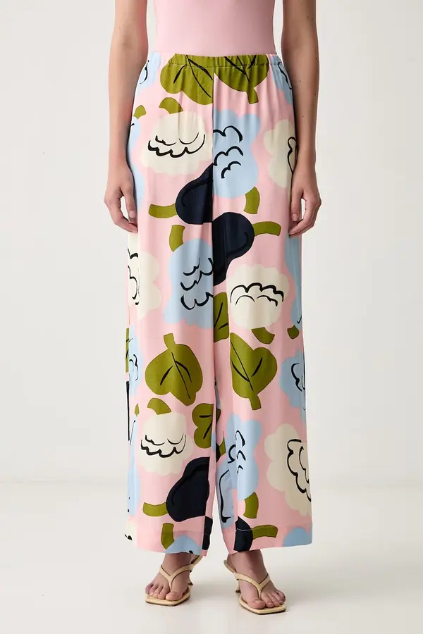 Marimekko Marimekko hlače s širokimi hlačnicami ženske viskozne