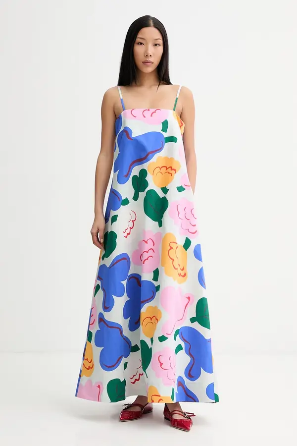 Marimekko Marimekko poletna obleka z dodatkom lanu