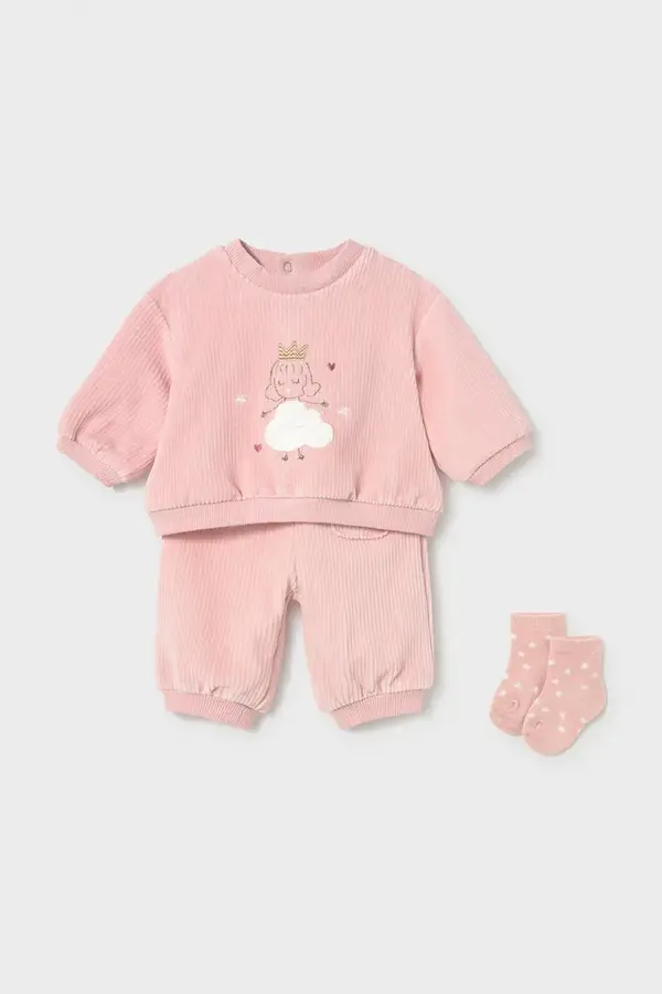 Mayoral Newborn Mayoral Newborn komplet trenirke za dojenčke rebrast žamet