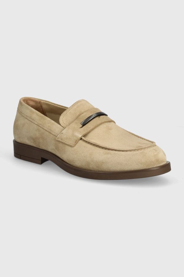 Calvin Klein Mokasini iz semiša Calvin Klein MOCCASIN SUEDE moški, bež barva, HM0HM01469