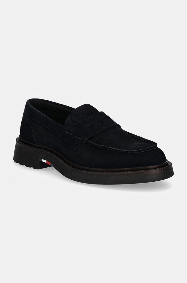 Tommy Hilfiger Mokasini iz semiša Tommy Hilfiger HILFIGER COMFORT LWT SDE LOAFER moški, mornarsko modra barva, FM0FM05263