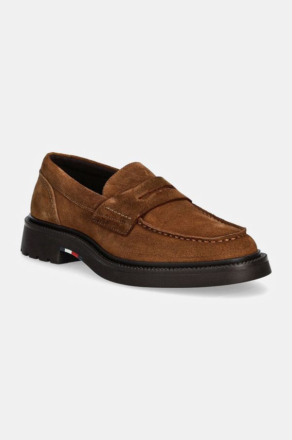 Tommy Hilfiger Mokasini iz semiša Tommy Hilfiger HILFIGER COMFORT LWT SDE LOAFER moški, rjava barva, FM0FM05263