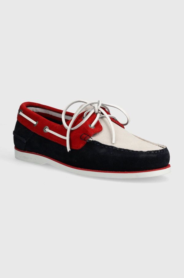 Tommy Hilfiger Mokasini iz semiša Tommy Hilfiger TH BOAT SHOE CORE C BLOCK SUEDE moški, mornarsko modra barva, FM0FM04630