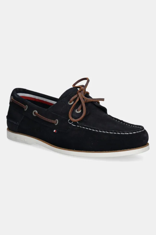 Tommy Hilfiger Mokasini iz semiša Tommy Hilfiger TH BOAT SHOE CORE SUEDE moški, mornarsko modra barva, FM0FM05387
