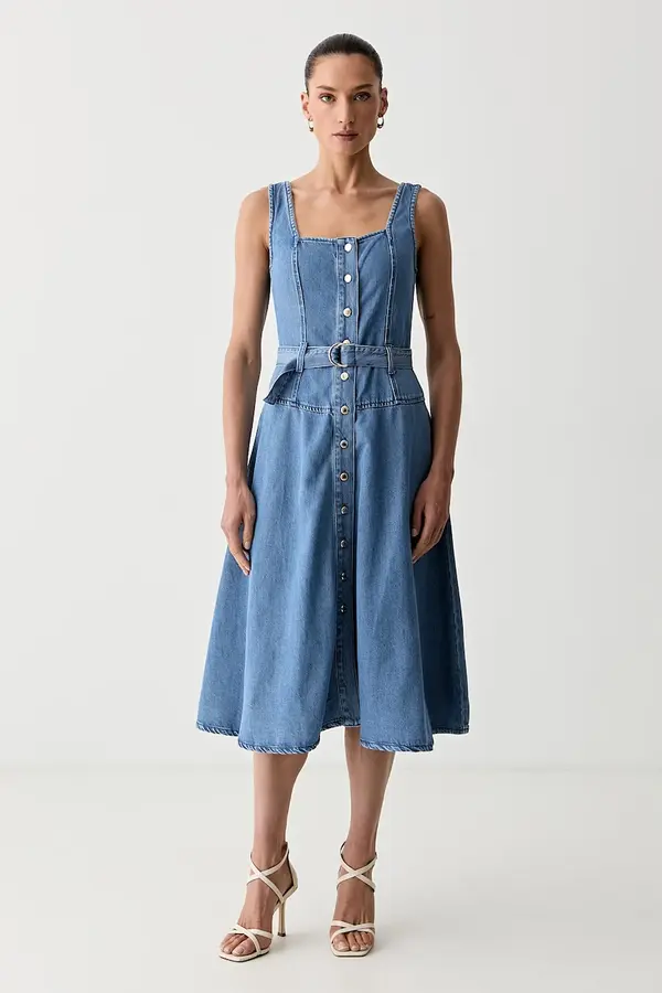 Morgan Morgan obleka A-kroja denim RABLAI