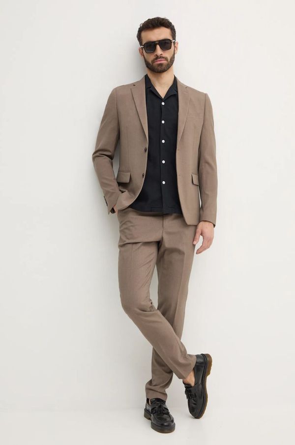 Lindbergh Moška obleka Lindbergh moška, bež barva, 30-61040