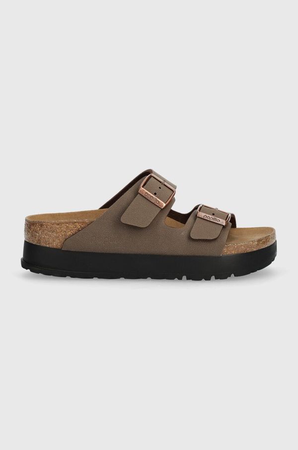 Birkenstock Natikači Birkenstock Arizona Platform Flex ženski, rjava barva, 1027417