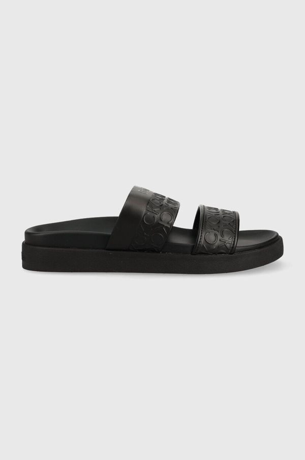 Calvin Klein Natikači Calvin Klein ERGO SLIDE - HF MONO ženski, črna barva, HW0HW01535