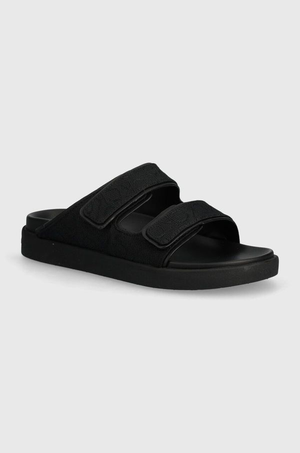 Calvin Klein Natikači Calvin Klein FLAT ADJ SLIDE MONOCQ ženski, črna barva, HW0HW01955