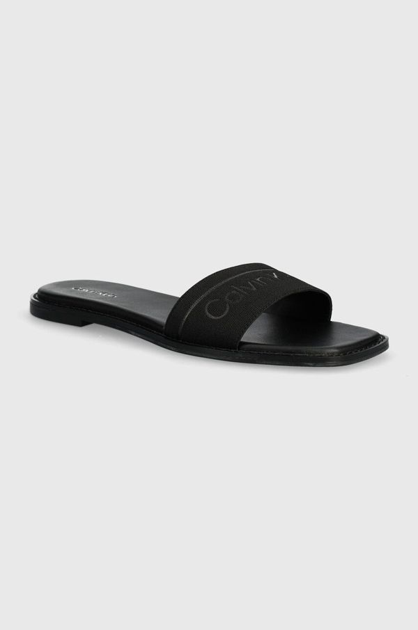 Calvin Klein Natikači Calvin Klein FLAT SLIDE HE ženski, črna barva, HW0HW01989