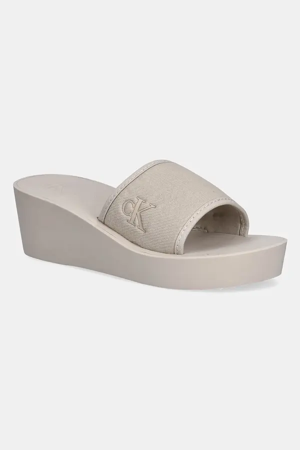 Calvin Klein Jeans Natikači Calvin Klein Jeans BEACH WEDGE SLIDE CANVAS