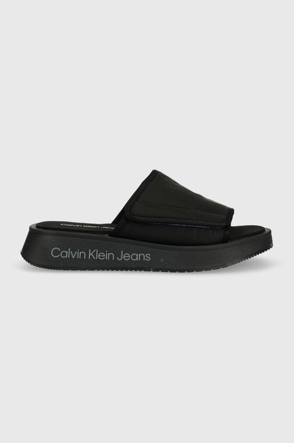 Calvin Klein Jeans Natikači Calvin Klein Jeans PREFRESATO SANDAL SOFTNY ženski, črna barva, YW0YW00968