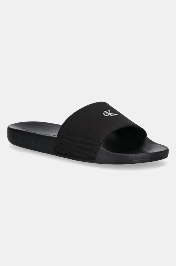 Calvin Klein Jeans Natikači Calvin Klein Jeans SLIDE MONOGRAM HARDWARE ženski, črna barva, YW0YW01713