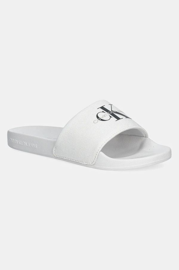 Calvin Klein Jeans Natikači Calvin Klein Jeans SLIDE MONOGRAM WMNS ženski, bela barva, YW0YW01835