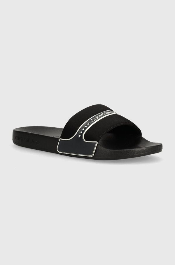 Calvin Klein Jeans Natikači Calvin Klein Jeans SLIDE NEOPRENE SNAP moški, črna barva, YM0YM00960