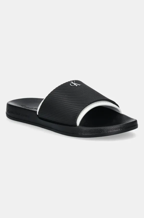 Calvin Klein Jeans Natikači Calvin Klein Jeans SLIDE RUBBER NEOPRENE TEXT moški, črna barva, YM0YM01234