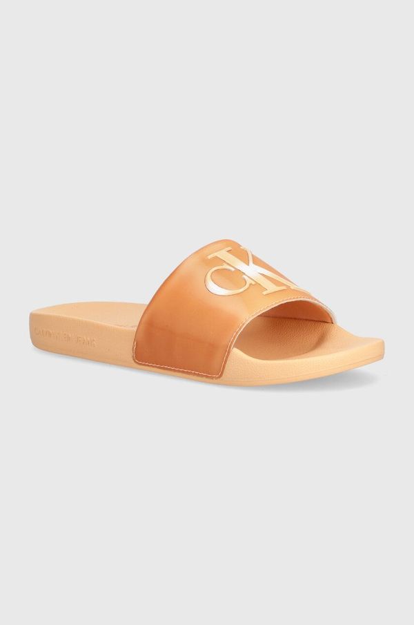 Calvin Klein Jeans Natikači Calvin Klein Jeans SLIDE TPU JELLY MG WN ženski, oranžna barva, YW0YW01402