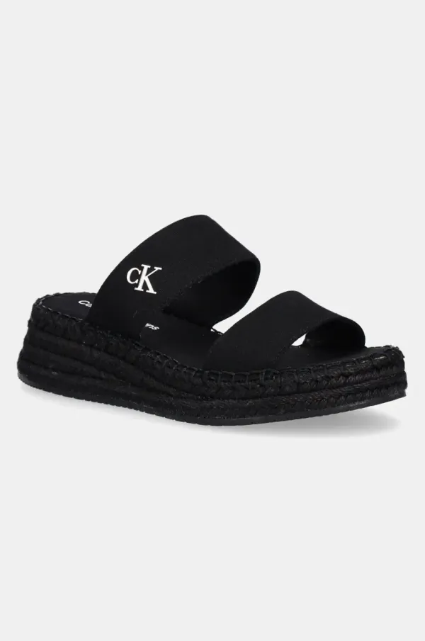 Calvin Klein Jeans Natikači Calvin Klein Jeans SPORTY ROPE MG LTH WEBBING ženski, črna barva, YW0YW01704