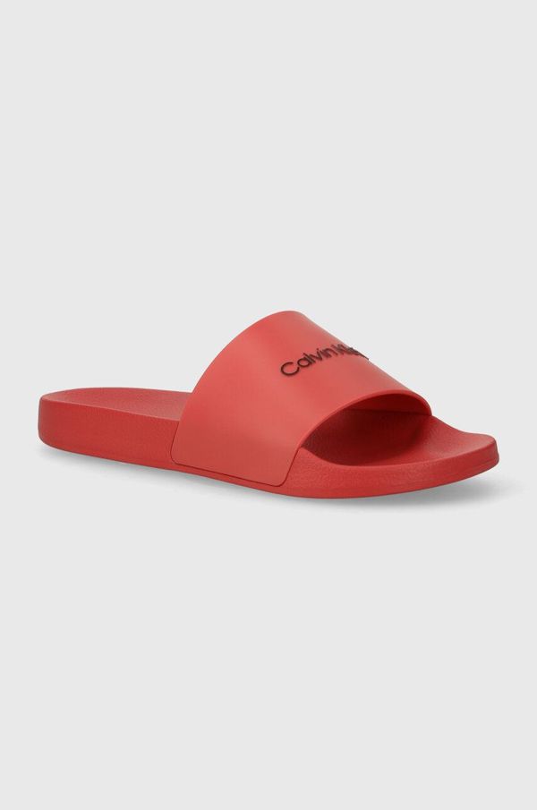 Calvin Klein Natikači Calvin Klein POOL SLIDE RUBBER moški, rdeča barva, HM0HM00455