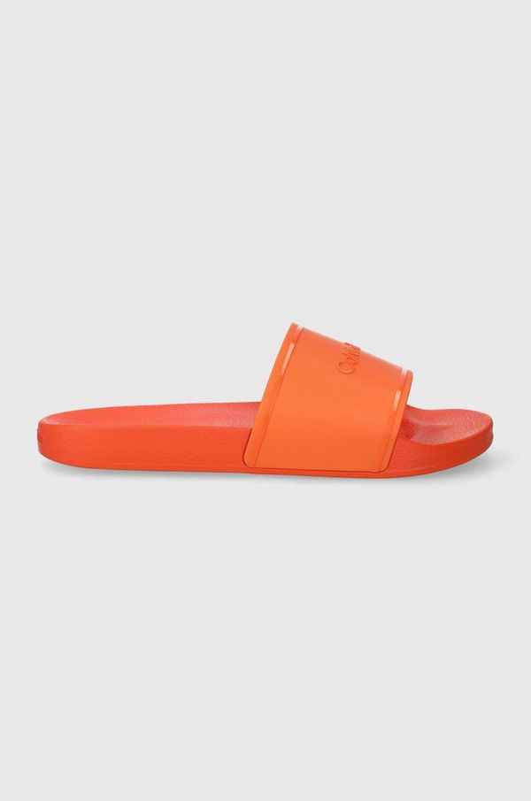 Calvin Klein Natikači Calvin Klein POOL SLIDE RUBBER ženski, oranžna barva, HW0HW02000