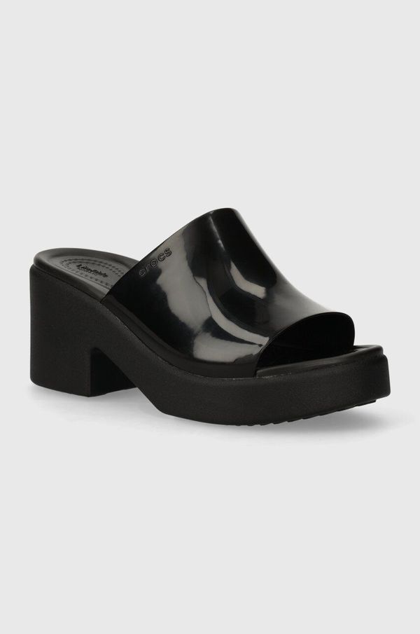 Crocs Natikači Crocs Brooklyn High Shine Heel Slide ženski, črna barva, 209709