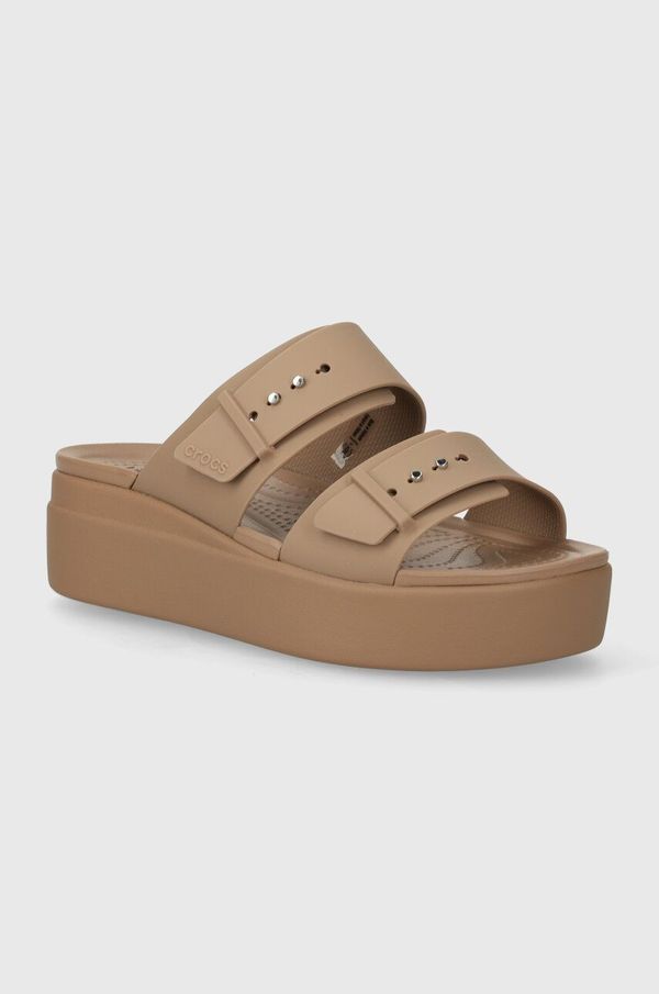 Crocs Natikači Crocs Brooklyn Low Wedge Sandal ženski, rjava barva, 207431