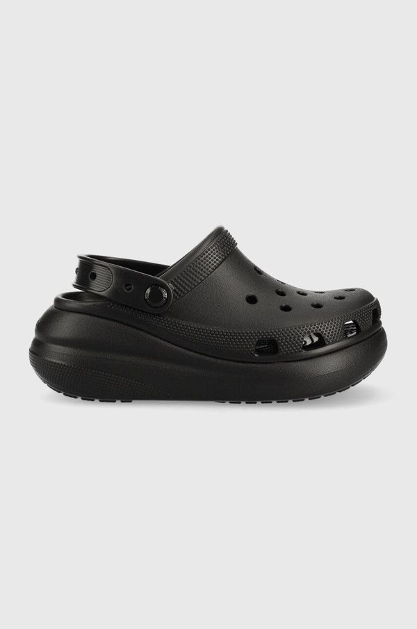 Crocs Natikači Crocs Classic Crush Clog ženski, črna barva