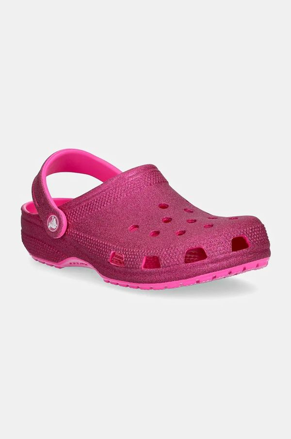 Crocs Natikači Crocs Classic Glitter Clog ženski, roza barva, 205942