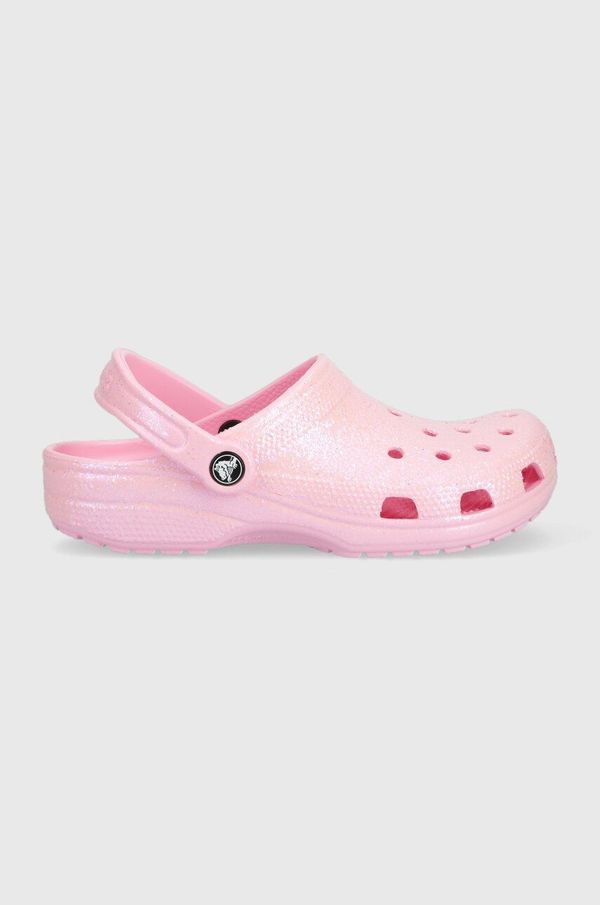 Crocs Natikači Crocs Classic Glitter Clog ženski, roza barva, 205942