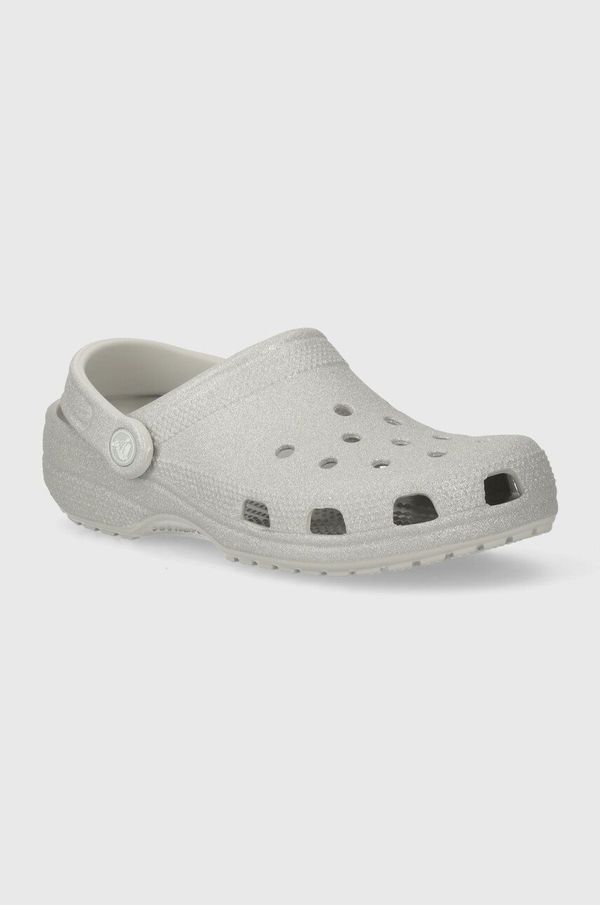 Crocs Natikači Crocs Classic Glitter Clog ženski, srebrna barva, 205942