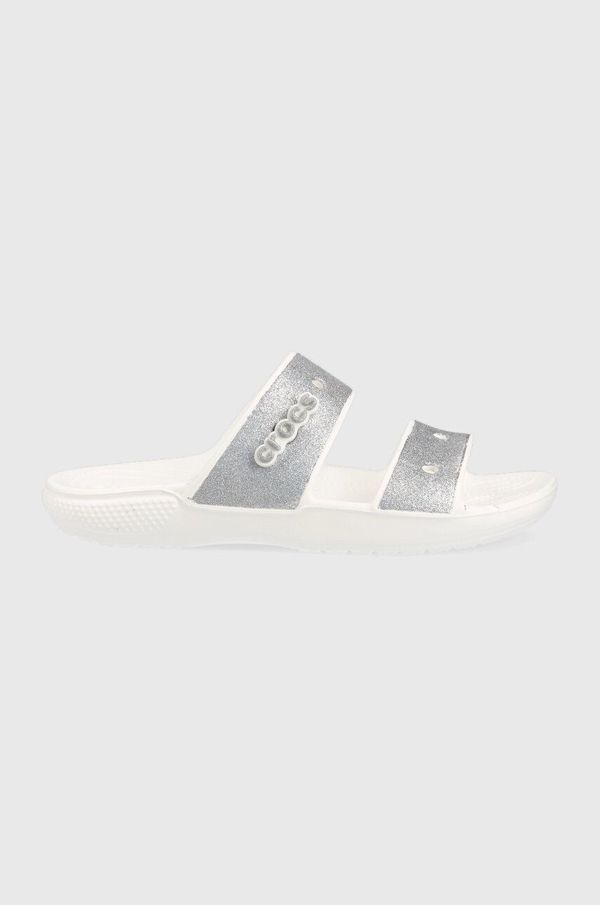 Crocs Natikači Crocs Classic Glitter II Sandal ženski, srebrna barva, 207769