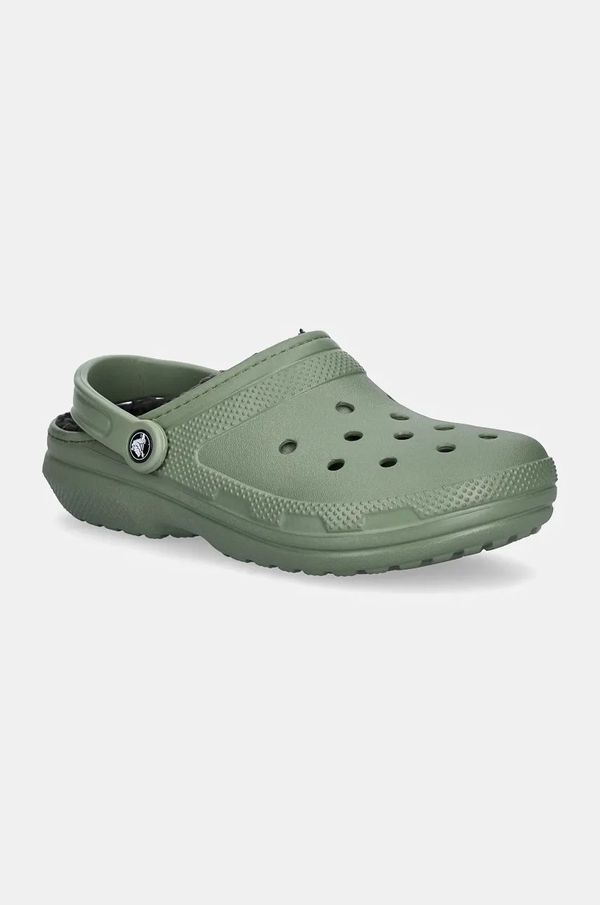 Crocs Natikači Crocs Classic Lined Clog moški, zelena barva, 203591