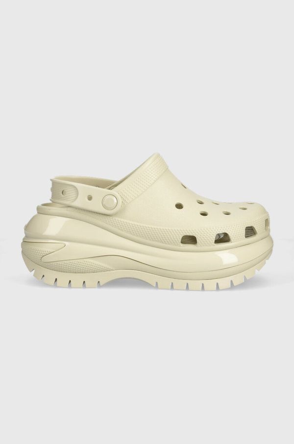 Crocs Natikači Crocs Classic Mega Crush Clog ženski, bež barva, 207988