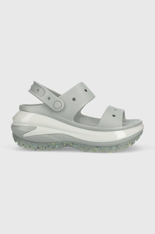 Crocs Natikači Crocs Classic Mega Crush Sandal ženski, siva barva, 207989