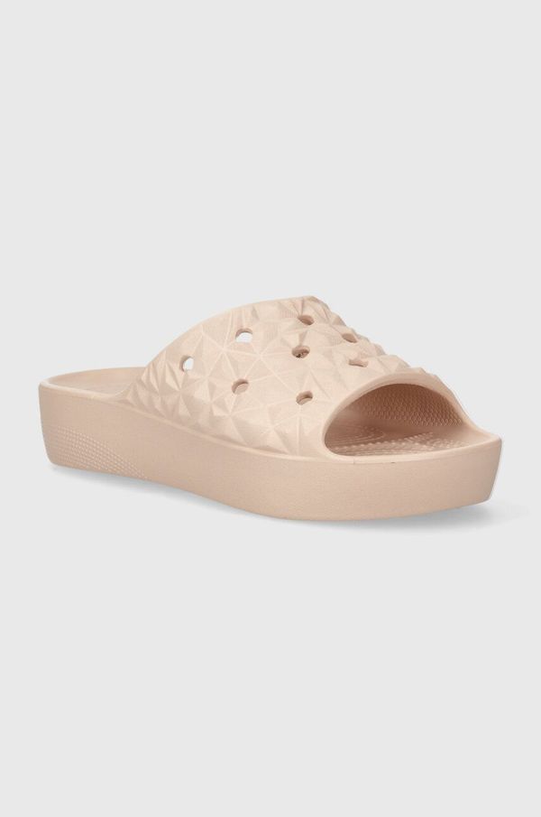 Crocs Natikači Crocs Classic Platform Geometric Slide ženski, roza barva, 209564