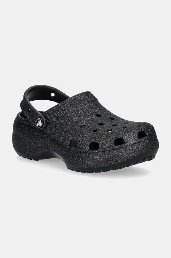 Crocs Natikači Crocs Classic Platform Glitter Clog W ženski, črna barva, 207241