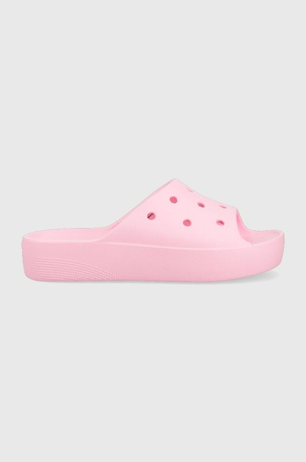 Crocs Natikači Crocs Classic Platform Slide ženski, roza barva, 208180