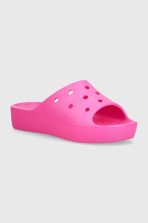 Crocs Natikači Crocs Classic Platform Slide ženski, roza barva, 208180