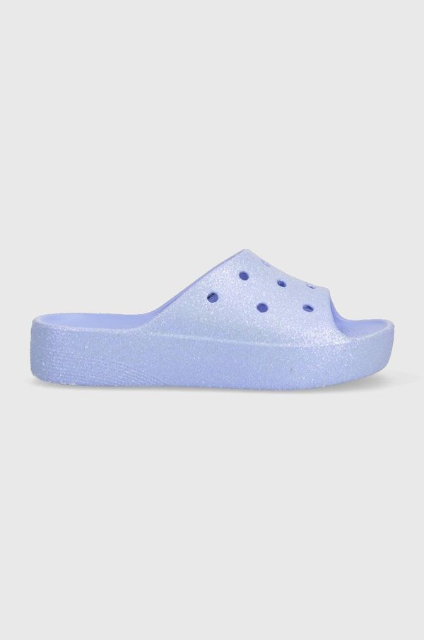 Crocs Natikači Crocs Classic Platforn Glitter Slide ženski, vijolična barva, 208233