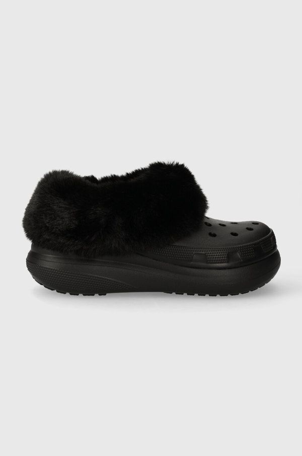 Crocs Natikači Crocs Furever Crush ženski, črna barva, 208446