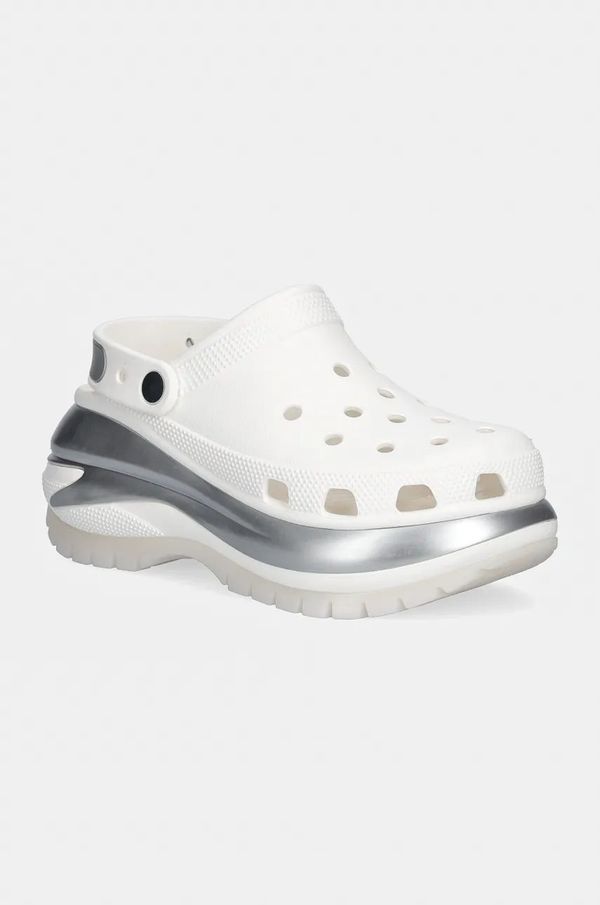 Crocs Natikači Crocs Mega Crush Metallic Clog ženski, bela barva, 210368